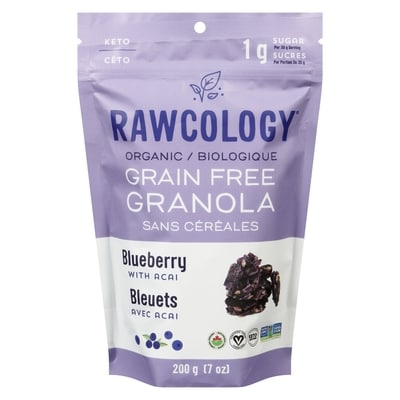 Rawcology Organic Raw Crunch Granola Blueberry With Acai 200 g, $5.50/100g