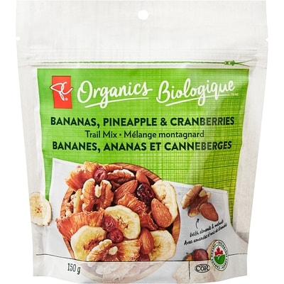 PC Organics Bananas, Pineapple & Cranberries Trail Mix 150 g, $4.33/100g
