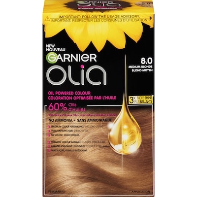 Garnier Olia Permanent Hair Dye No Ammonia and Oil Powered, 1 pack Medium Blonde 1 ea, $17.49/1ea