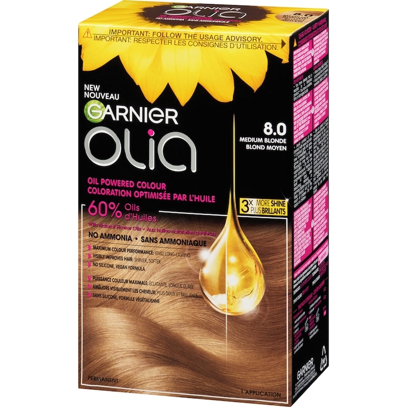 Olia Permanent Hair Dye No Ammonia and Oil Powered, 1 pack Medium Blonde