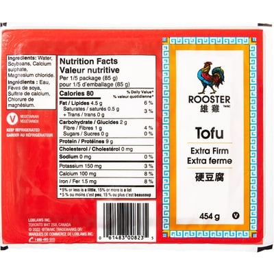 Rooster Extra Firm Tofu 454 g, $0.64/100g
