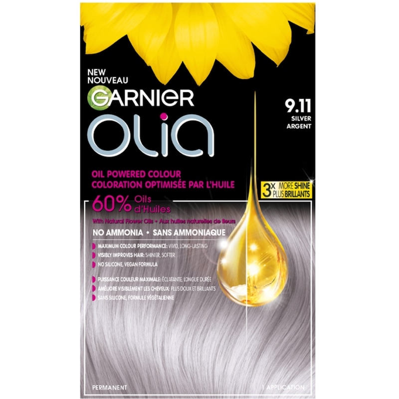 Olia Permanent Hair Dye No Ammonia and Oil Powered, 1 pack Silver