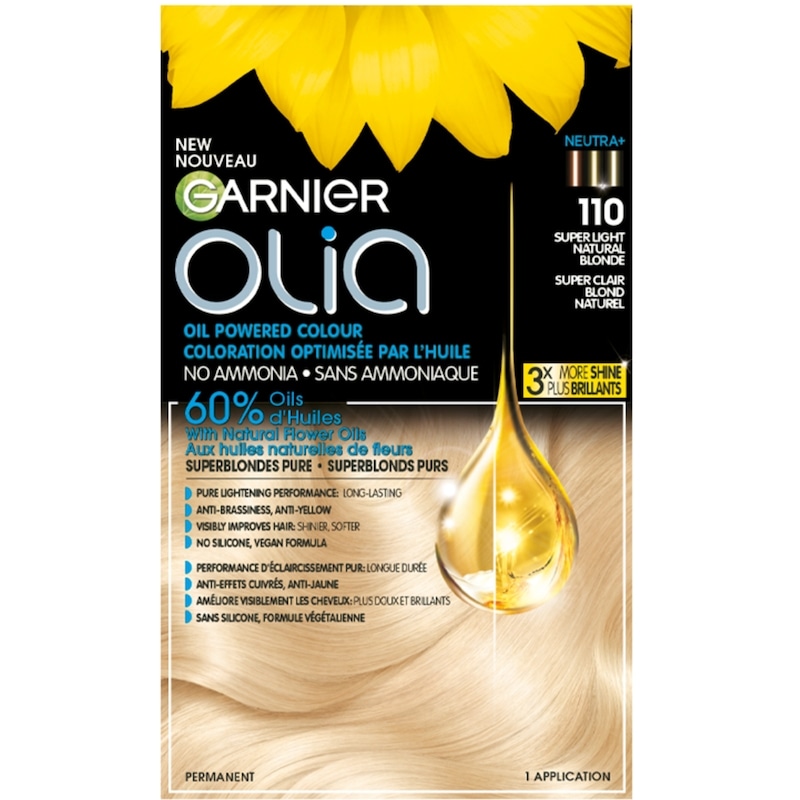 Olia Permanent Hair Dye No Ammonia and Oil Powered, 1 pack Super Light Natural Blonde