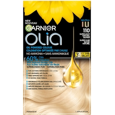 Garnier Olia Coloration Permanente Sans Ammoniaque Optimisée par l'Huile, 1 unité Super Clair Blond Naturel 1 ea, 13,11 $/1ch