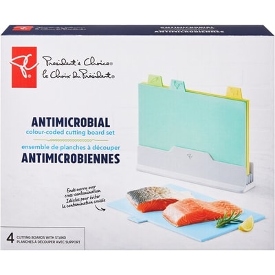 President's Choice Antimicrobial Colour-Coded Cutting Board Set 1 ea, $25.00/1ea