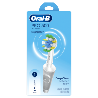 Oral-B Brosse à dents électrique Pro 300 Vitalité avec (1) brossette, rechargeable, blanche 1 ea, 25,00 $/1ch