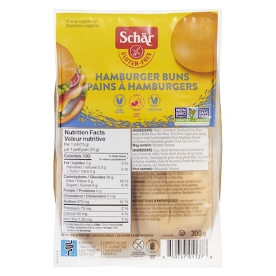 Schar Gluten-free Hamburger Buns 300 g, $3.33/100g