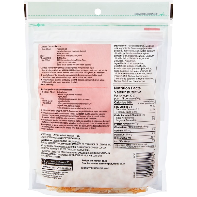 Lactose Free Nacho Shredded Cheese Blend