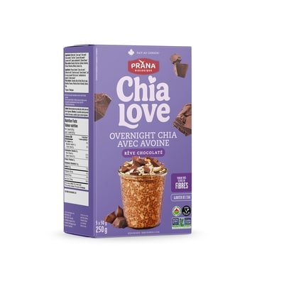 Prana Chialove – Overnight Chia-Avoine Rêve chocolaté 250 g, 2,72 $/100g