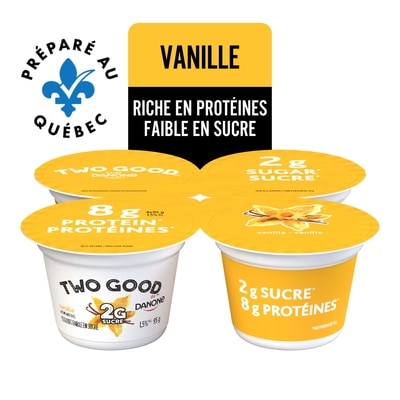 Danone Yogourt faible en sucre à la vanille, 2 g de sucre, 8 g de protéines 380 g, 1,18 $/100g