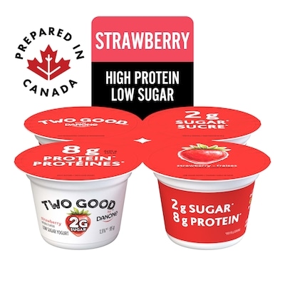 Danone Two Good Low Sugar Yogurt, Strawberry, 8g of Protein 380 g, $0.92/100g