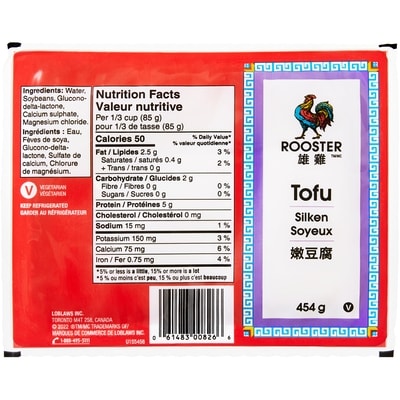 Rooster Tofu soyeux 454 g, 0,66 $/100g