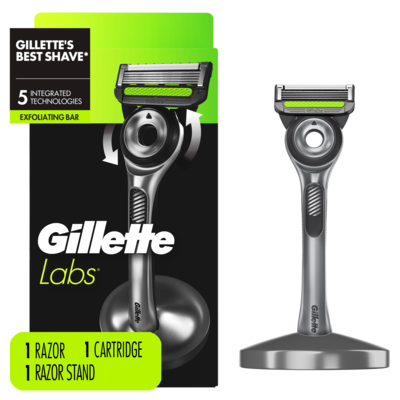 Gillette Rasoir Labs pour hommes avec barre exfoliante par, 1 manche, 1 cartouche de rechange, comprend un socle magnétique haut de gamme 1 ea, 24,99 $/1ch