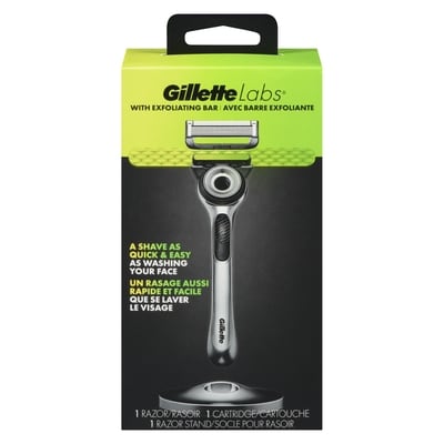 Gillette Rasoir Labs pour hommes avec barre exfoliante par, 1 manche, 1 cartouche de rechange, comprend un socle magnétique haut de gamme 1 ea, 27,99 $/1ch