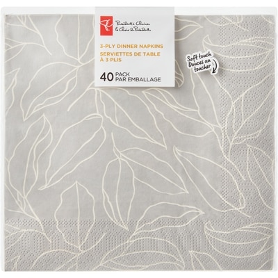 President's Choice 3-Ply Dinner Napkins, 40-Pack, Leaves 40 ea, $0.13/1ea