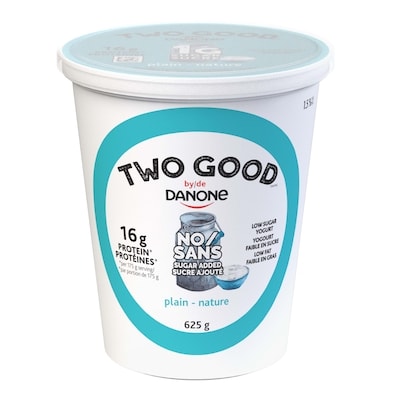 Danone Two Good Low Sugar Yogurt, Plain, 9g of Protein 625 g, $1.12/100g