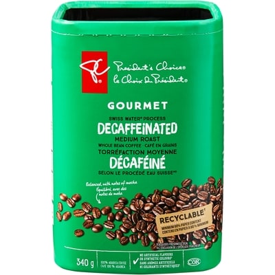 le Choix du Président Café en grains décaféiné à la méthode Swiss Water torréfaction moyenne Gourmet 340 g, 3,53 $/100g