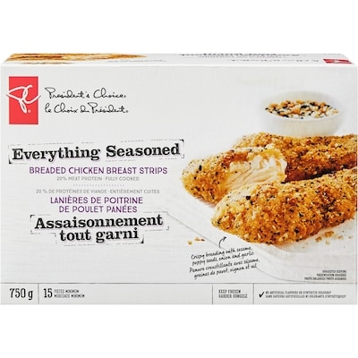le Choix du Président Lanières de poitrine de poulet panées, assaisonnement tout garni 750 g, 2,67 $/100g