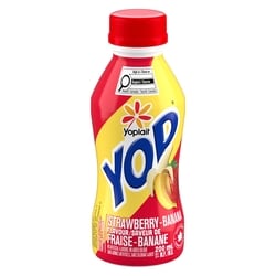Yoplait Yop 1% Drinkable Yogurt, Strawberry Banana, Yogurt Drink 200 ml, $0.50/100ml