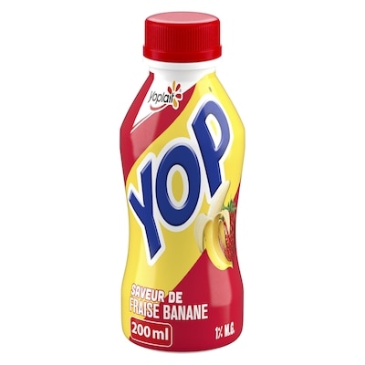 Yoplait Yogourt à boire Yop 1 %, fraise-banane, boisson au yogourt 200 ml, 0,50 $/100ml