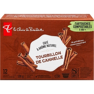 le Choix du Président Cartouches individuelles de café à arôme naturel Tourbillon de cannelle PCᴹᴰ 12 ea, 0,83 $/1ch