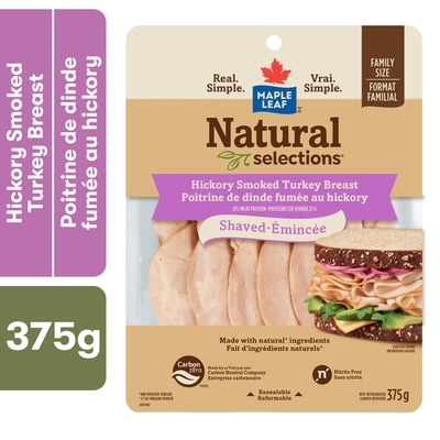 Maple Leaf Natural Selections Shaved Deli Turkey Breast, Hickory Smoked, Family Size 375 g, $3.86/100g