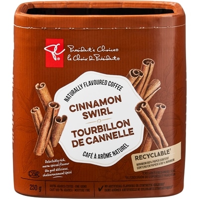 le Choix du Président Café à arôme naturel Tourbillon de cannelle mouture fine PCᴹᴰ 250 g, 3,60 $/100g