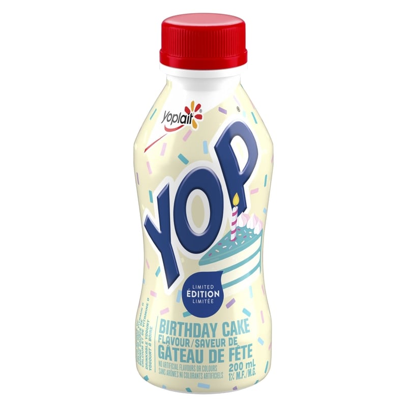 Yop 1% Drinkable Yogurt, Birthday Cake Limited Edition, Yogurt Drink