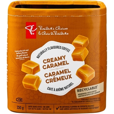 President's Choice Creamy Caramel Naturally Flavoured Fine Grind Coffee 250 g, $3.60/100g