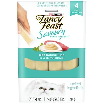 Purina Fancy Feast Savoury Purée Naturals with Natural Tuna, Cat Treats 40 g, $8.73/100g