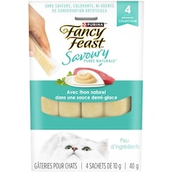 Purina Fancy Feast savoury purée naturals avec du thon naturel, gâteries pour chats 40 g, 8,73 $/100g