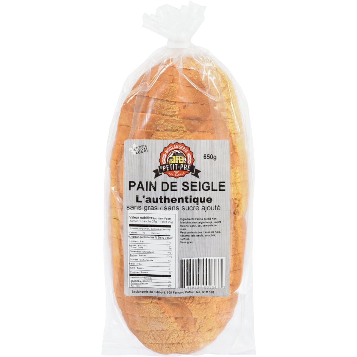null Pain de seigle 650 g, 0,92 $/100g