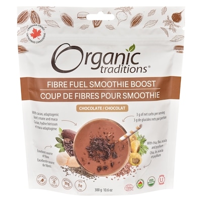 Organic Traditions Fibre Fuel Smoothie Boost Chocolate 300 g, $6.66/100g
