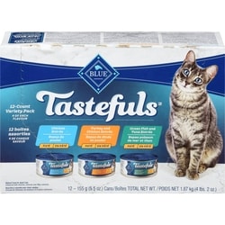 Blue Buffalo Tastefuls Natural Food For Adult Cats Paté 12-Count Variety Pack 2.18 kg, $1.38/100g