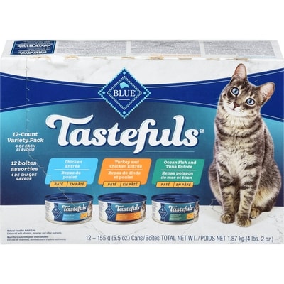 Blue Buffalo Tastefuls Natural Food For Adult Cats Paté 12-Count Variety Pack 2.18 kg, $1.38/100g