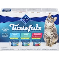 Blue Buffalo Tastefuls Natural Food For Adult Cats 12-Count Variety Pack Flaked 1.86 kg, $1.61/100g