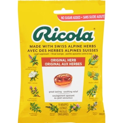 Ricola Original Herb No Sugar Added Cough Drops 19 count 19 ea, $0.26/1ea