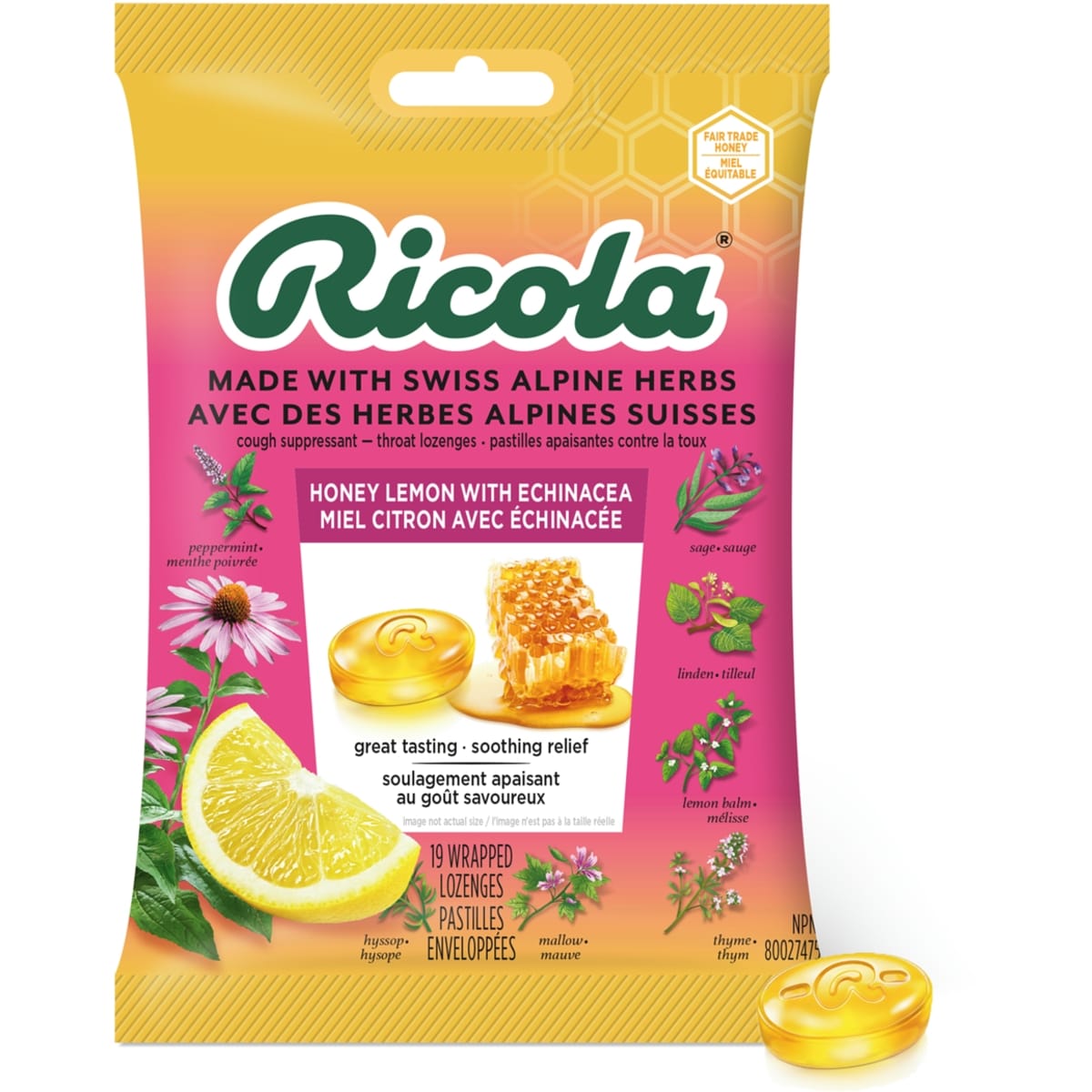 Ricola Honey Lemon Echinacea 19ct 19 ea, $0.24/1ea