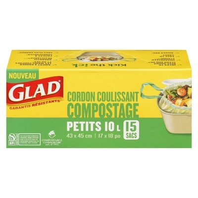 Glad Cordon coulissant compostage petits 10 l 1 ea, 9,49 $/1ch