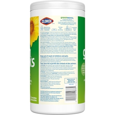 Clorox Green works serviettes nettoyantes sans parfum 75 ea, 0,11 $/1ch