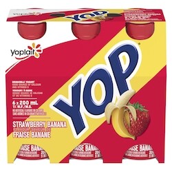 Yop 1% Drinkable Yogurt Pack, Strawberry Banana, Yogurt Drinks