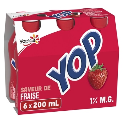 Yoplait Paquet de yogourts à boire Yoplait Yop 1 %, fraise, boissons au yogourt 6x200.0 ml, 0,75 $/100ml
