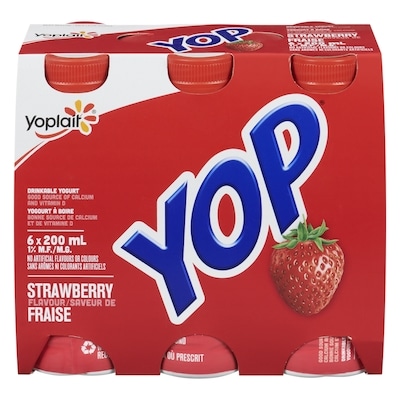 Yoplait Paquet de yogourts à boire Yoplait Yop 1 %, fraise, boissons au yogourt 6x200.0 ml, 0,61 $/100ml