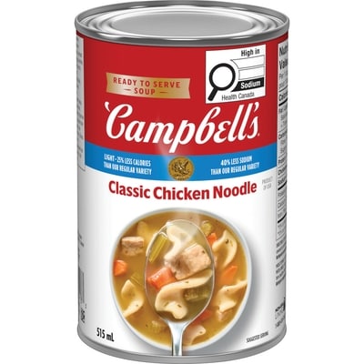 Campbell’s Soupe au poulet et aux nouilles classique légère prête à déguster 515 ml, 0,77 $/100ml