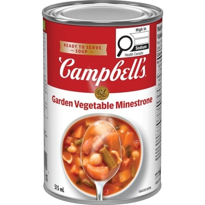 Campbell’s Soupe minestrone aux légumes du jardin prête à déguster 515 ml, 0,77 $/100ml