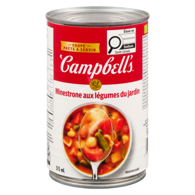 Campbell’s Soupe minestrone aux légumes du jardin prête à déguster 515 ml, 0,77 $/100ml