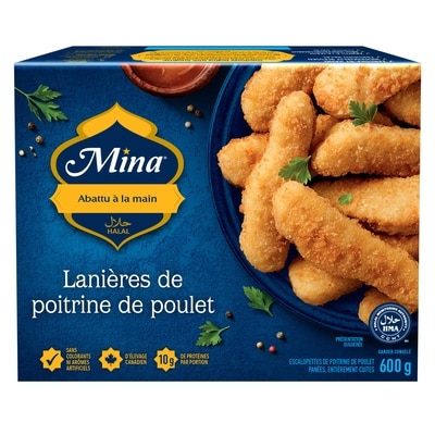 Mina Lanières de poitrine de poulet halal 600 g, 1,92 $/100g