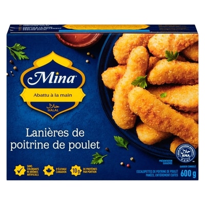 Mina Lanières de poitrine de poulet halal 600 g, 1,67 $/100g