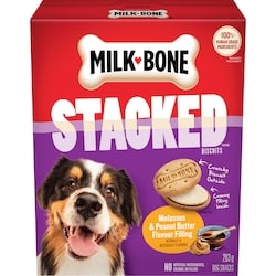 Milkbone Stacked Biscuits Dog Snacks Molasses & Peanut Butter Flavour Filling 283 g, $2.29/100g