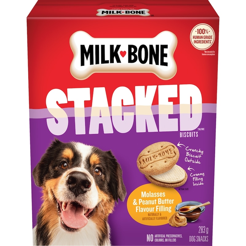 Stacked Biscuits Dog Snacks Molasses & Peanut Butter Flavour Filling
